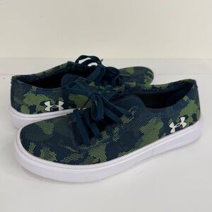 Under Armour Blue Camo Sneakers Lace Up Athletic Core Youth 1.5Y